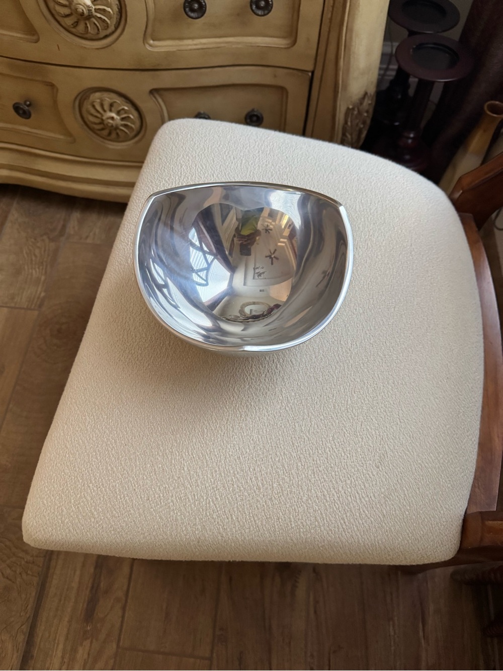 Nambe Polished Stainless Steel Curved Serving Bowl - Silver